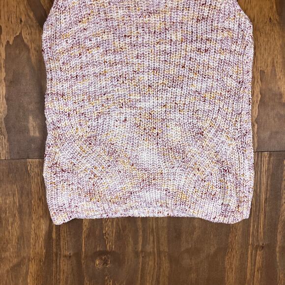 Loft Womens Sweater White Multicolored Knitted Double V Neck Sleeveless M - Picture 3 of 10